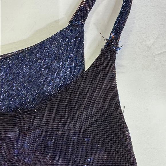 Helene Blake shimmery color shift blue copper sequin maxi dress Y2K formal party - Picture 13 of 14